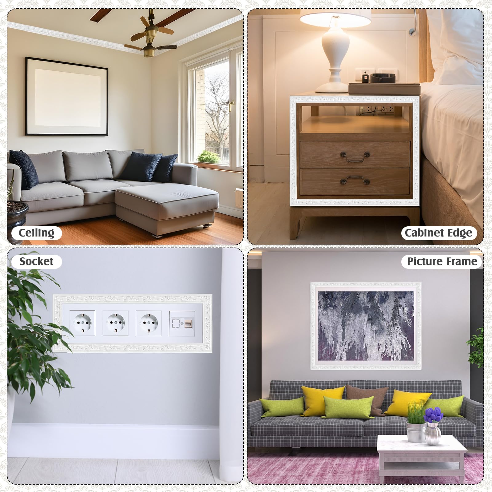 Sacubee waterproof PVC wall trim stays vivid and easy to wipe down in kitchens and baths