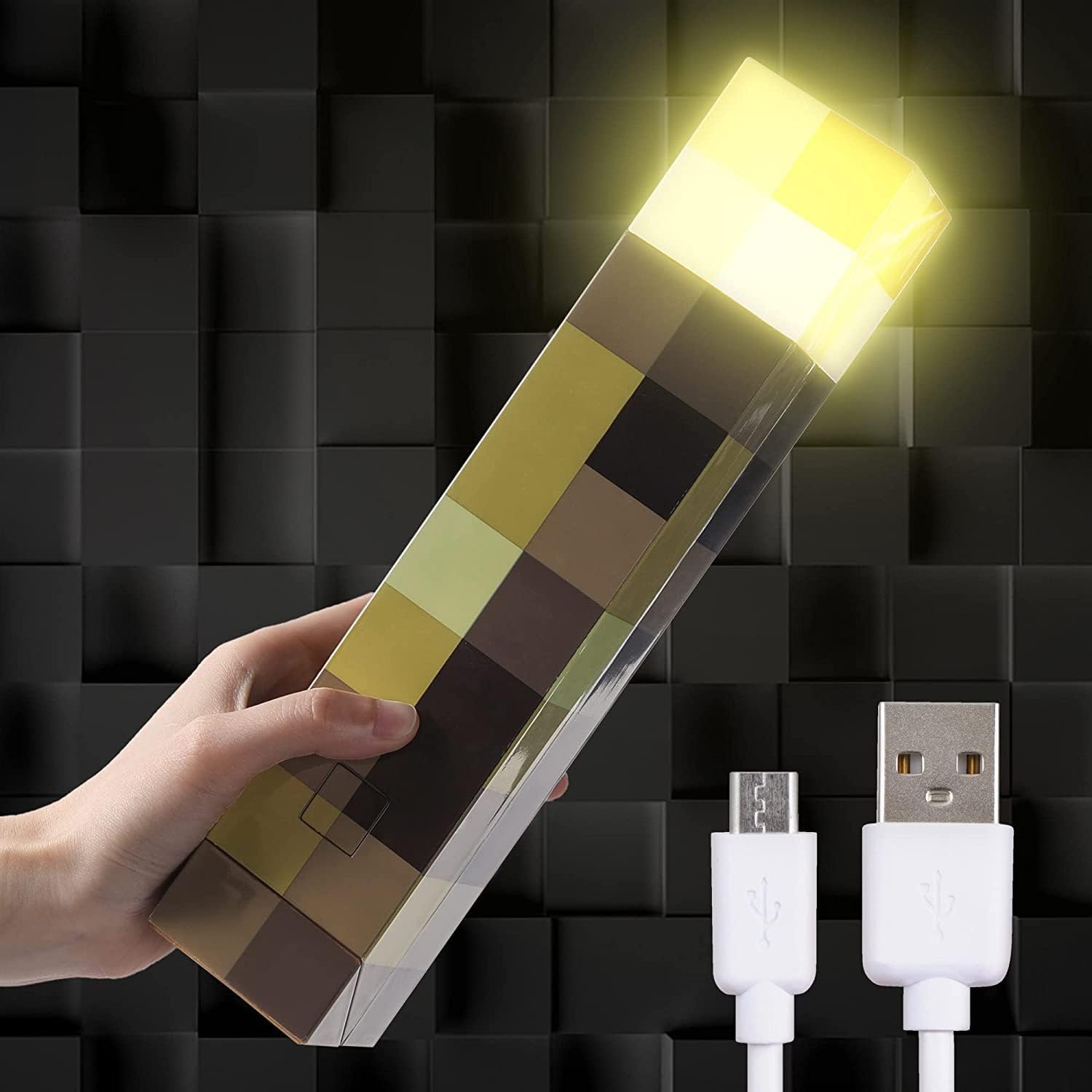 Saderoy wall-mounted light-up torch with on-off switch for ambient hallway lighting.
