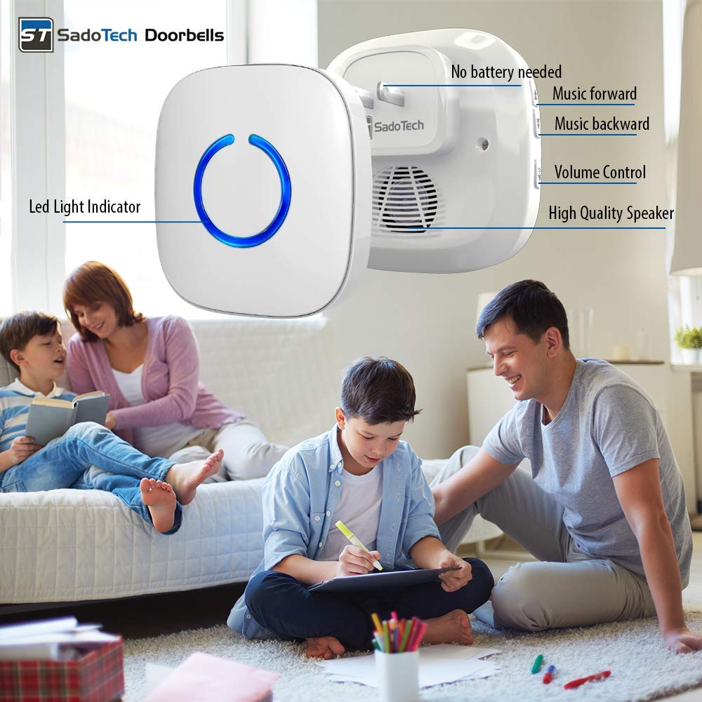 SadoTech doorbell receiver LED indicator helps quick visitor alerts.