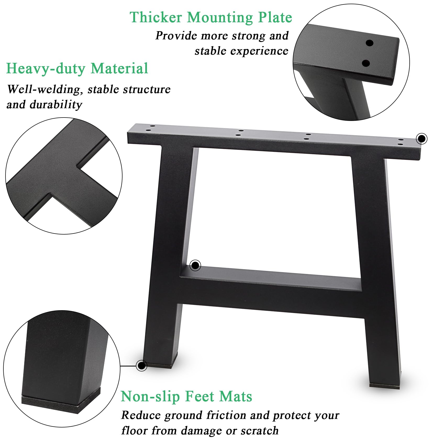 SAEZEPHYRS leg bottom with non-slip mats protects floors during use.