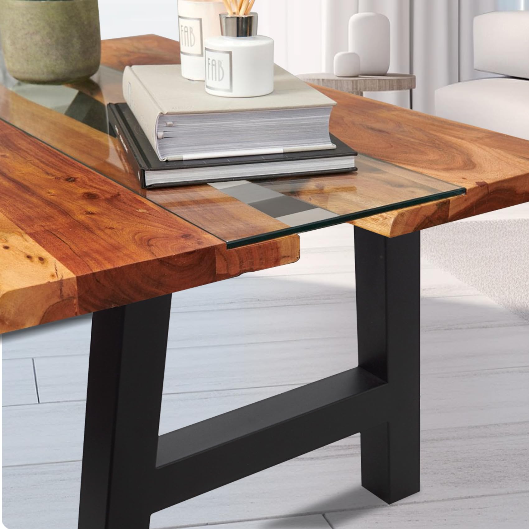 SAEZEPHYRS 16-inch H-shape leg, side view, includes pre-drilled holes for quick assembly.