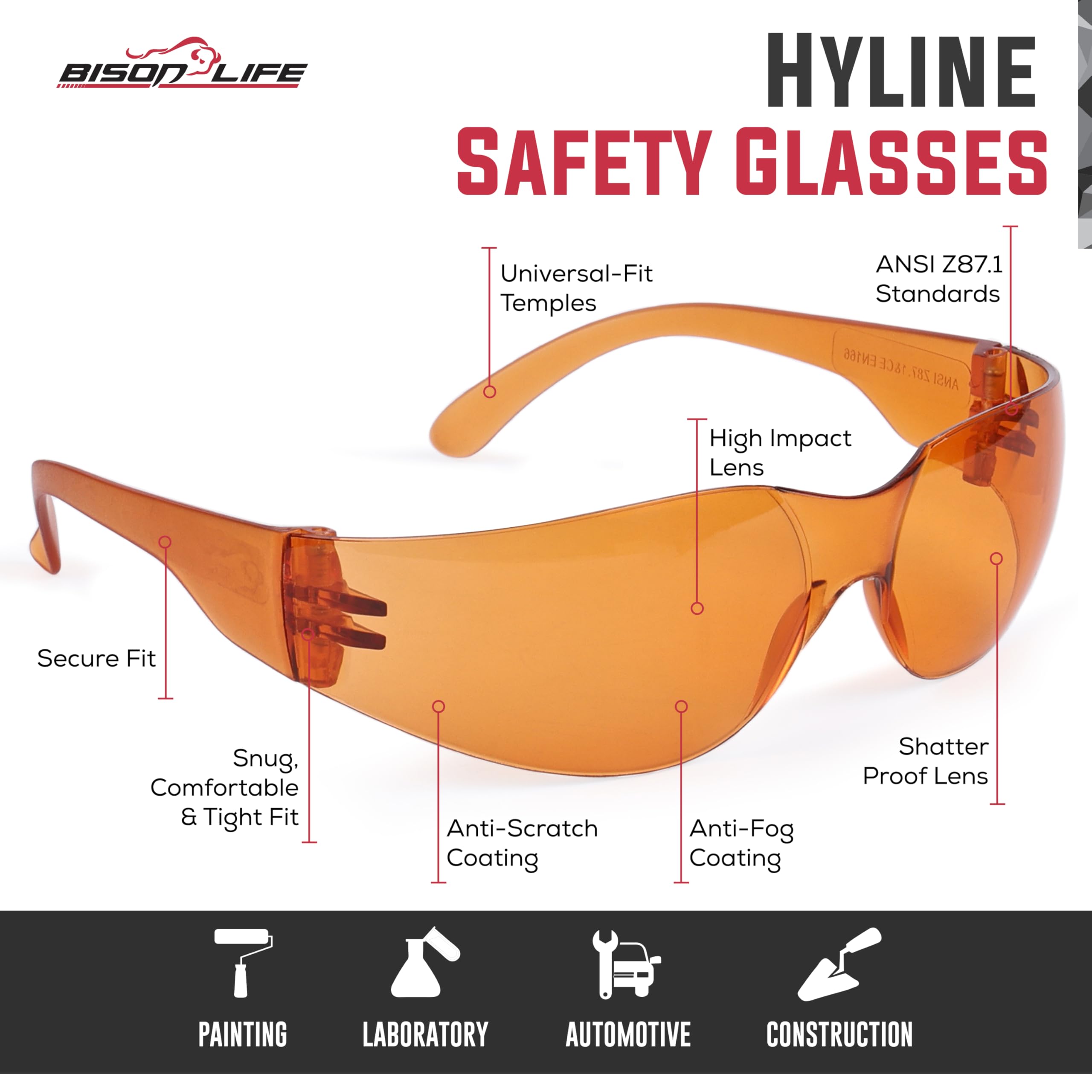 SAFE HANDLER Hyline polycarbonate lenses offer durable, lightweight protection against daily work hazards.