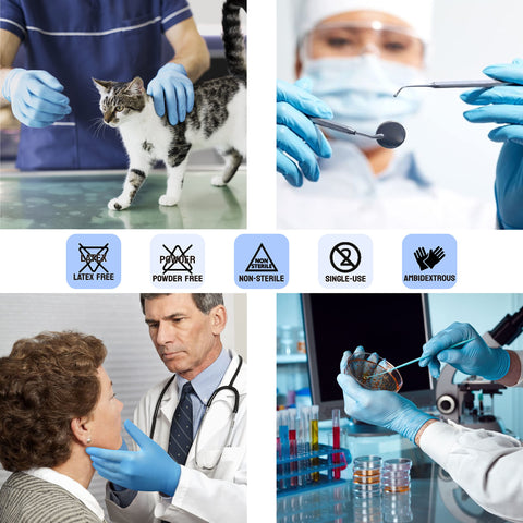 Safe Health large blue nitrile gloves designed for comfortable wear
