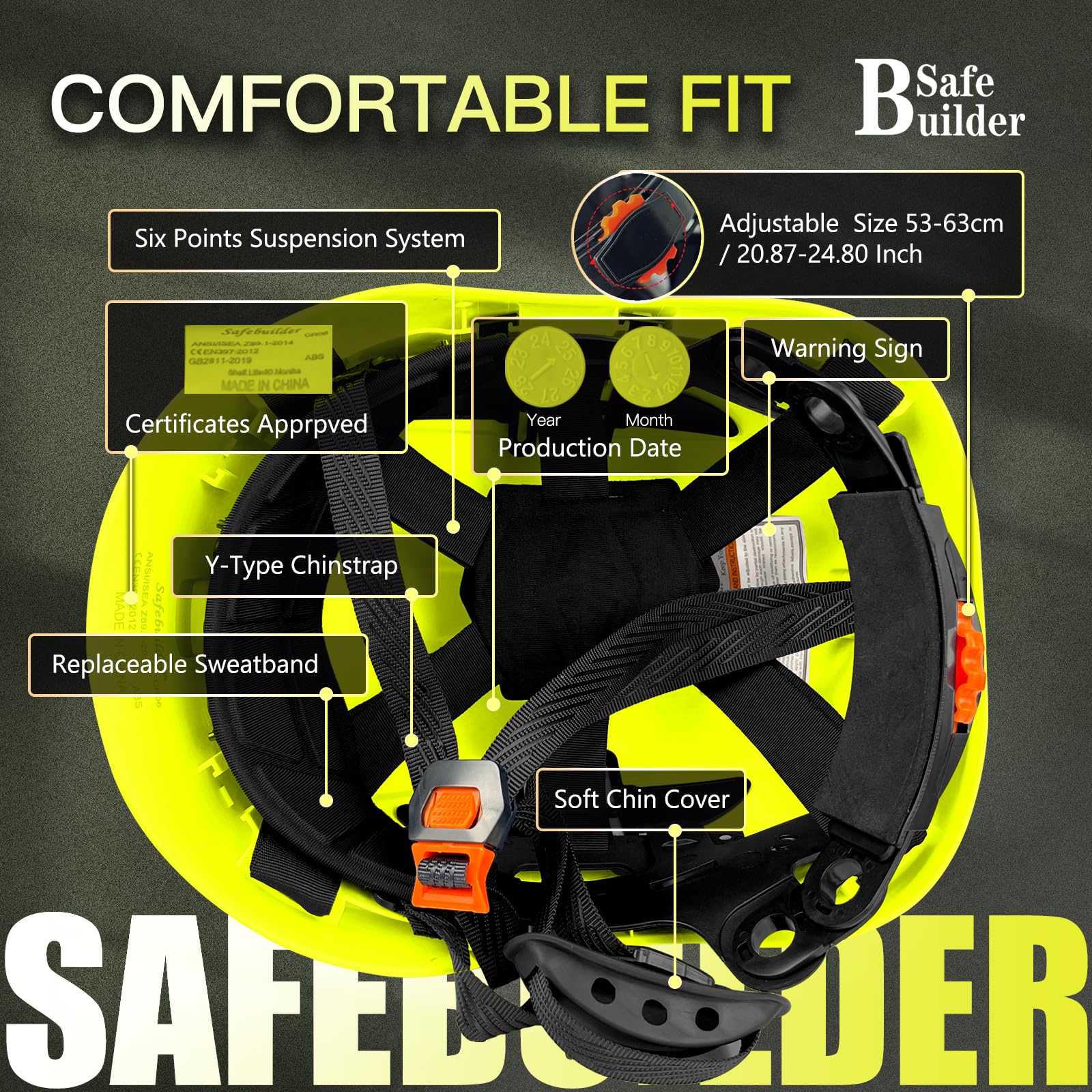 SAFEBUILDER ABS material hard hat for reliable head protection