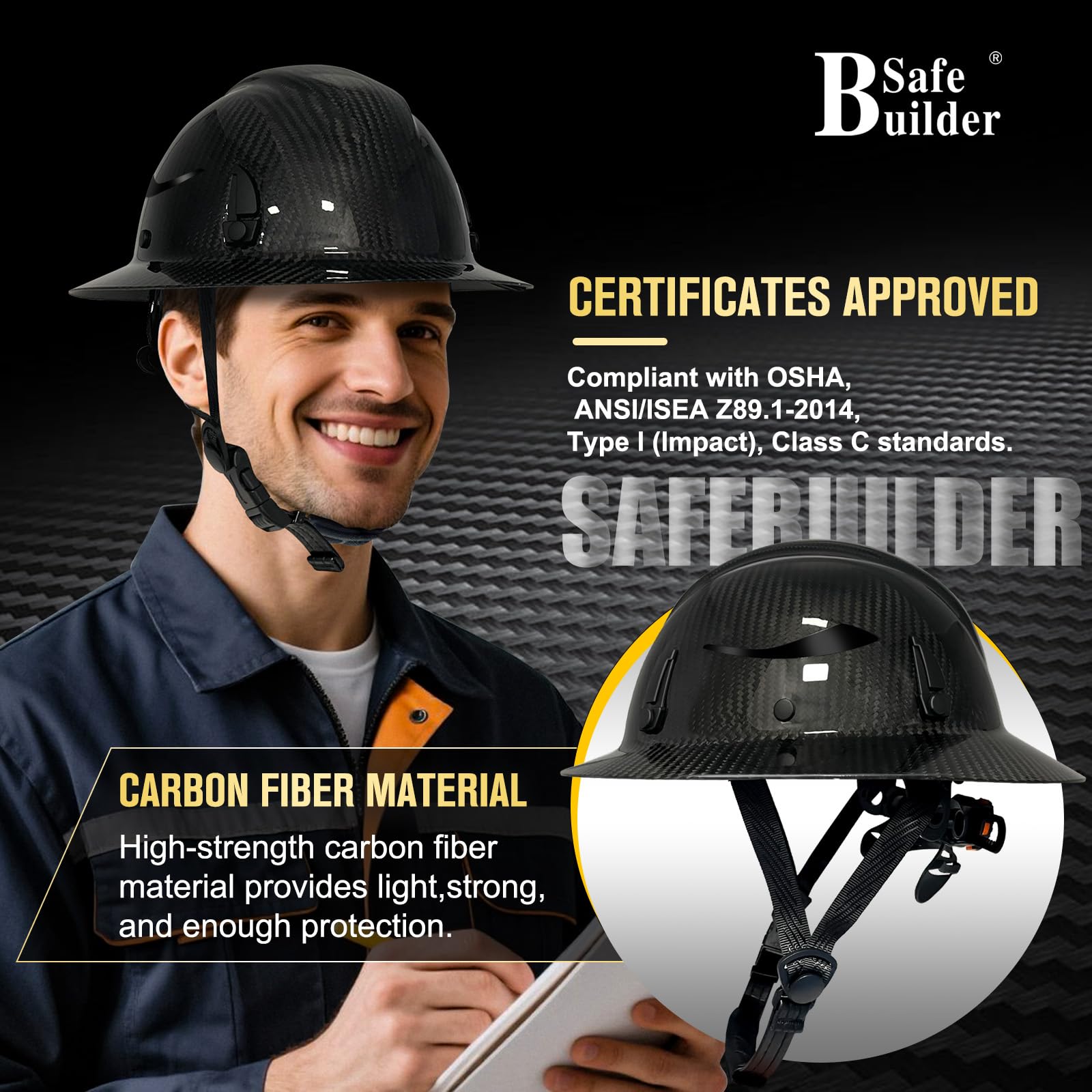 SAFEBUILDER ANSI Z89.1 certified label communicates trusted safety standards