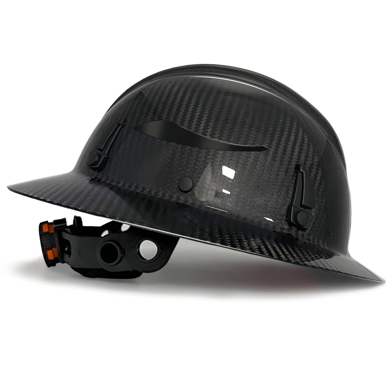 SAFEBUILDER carbon fiber full-brim front view emphasizes lightweight protection