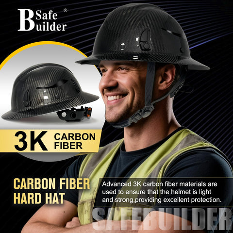 SAFEBUILDER carbon fiber full-brim side view highlights durable comfort