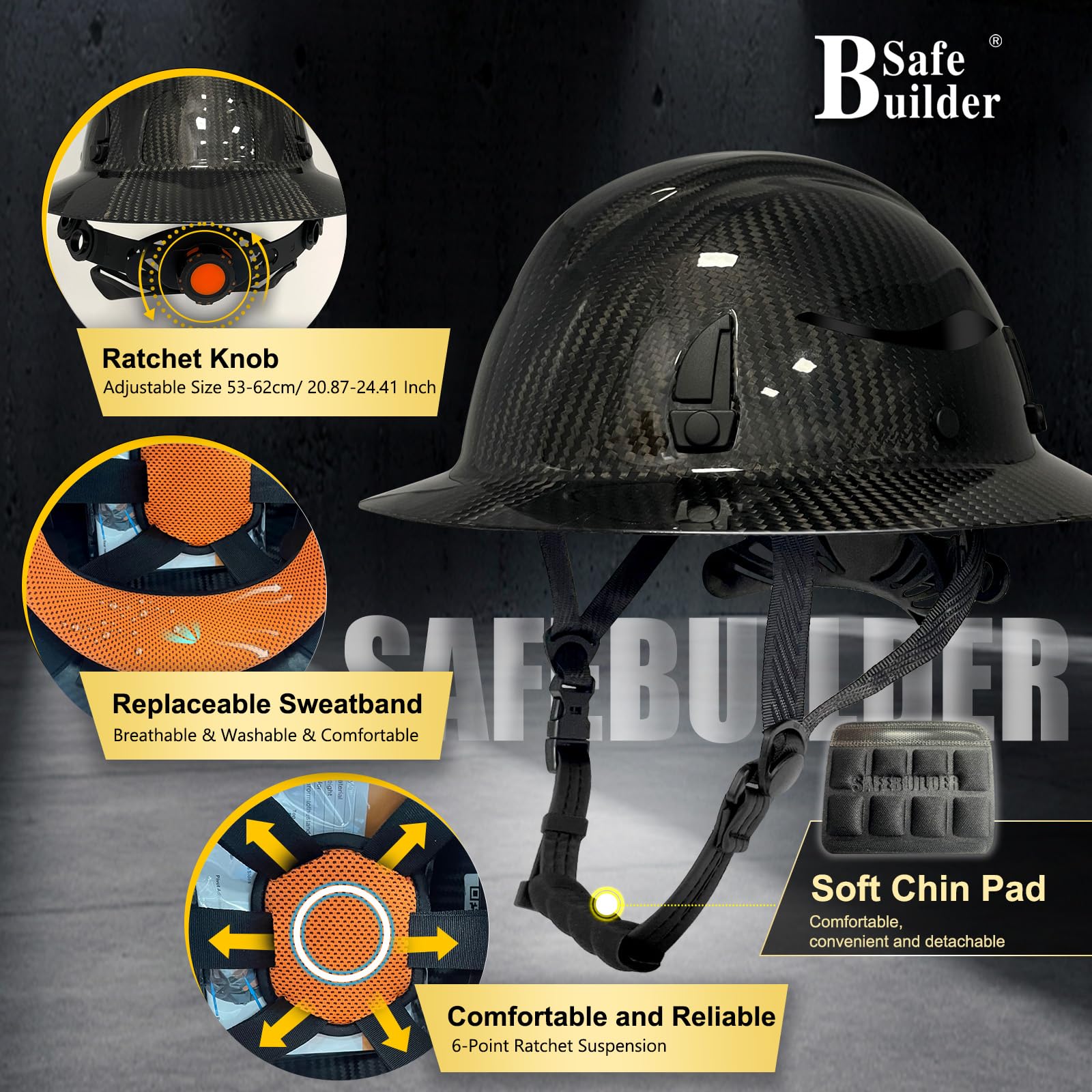SAFEBUILDER lightweight carbon-fiber helmet supports all-day wear