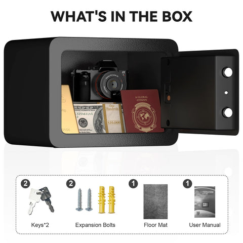 SAFEFEVER mini safety box fits passports, coins, and valuables with easy access.