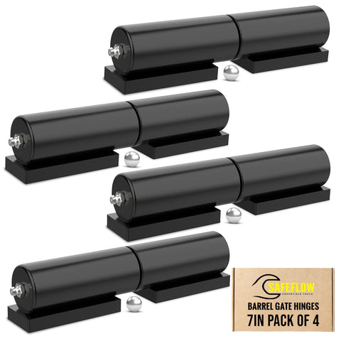 SafeFlow Essentials 7in weld-on hinge for metal gates, supports 1102 lb per hinge for outdoor gates.