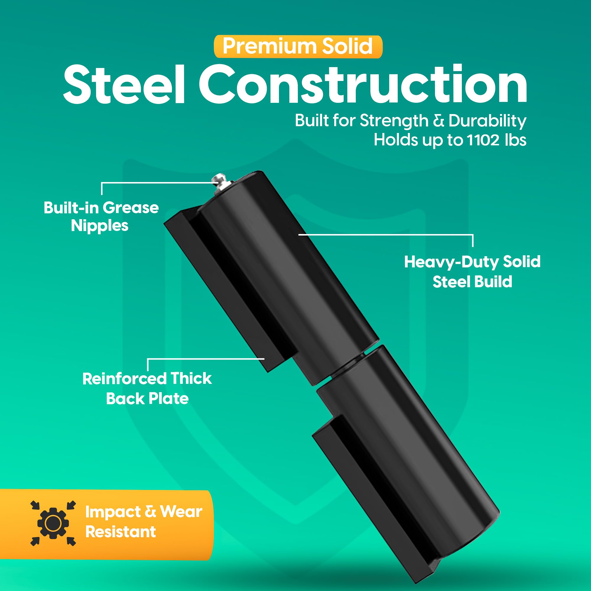 SafeFlow Essentials grease-fitting hinge enables smooth, low-friction operation in outdoor conditions.