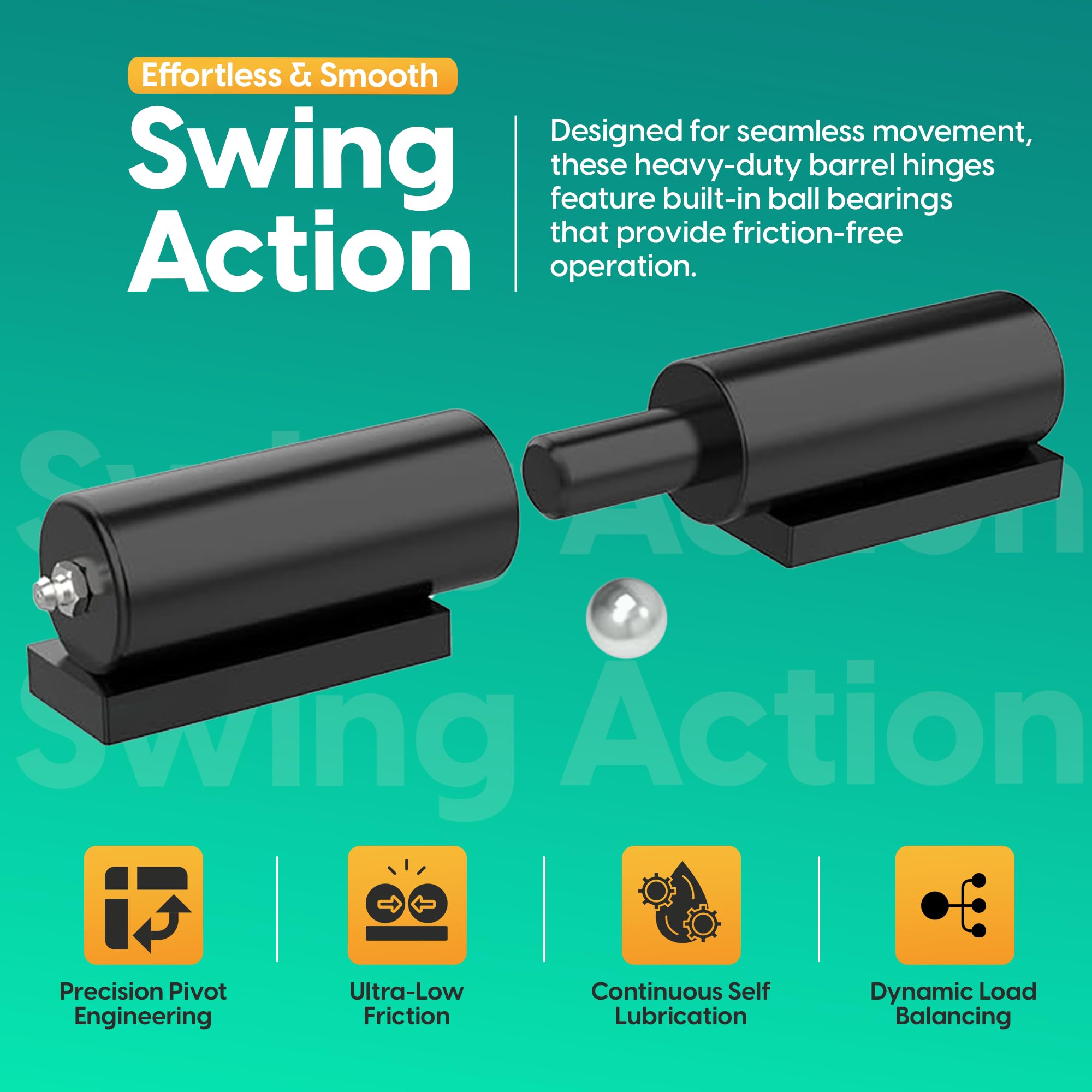 SafeFlow Essentials heavy-duty hinges two-pack support combined weight for heavy gates and ramps.