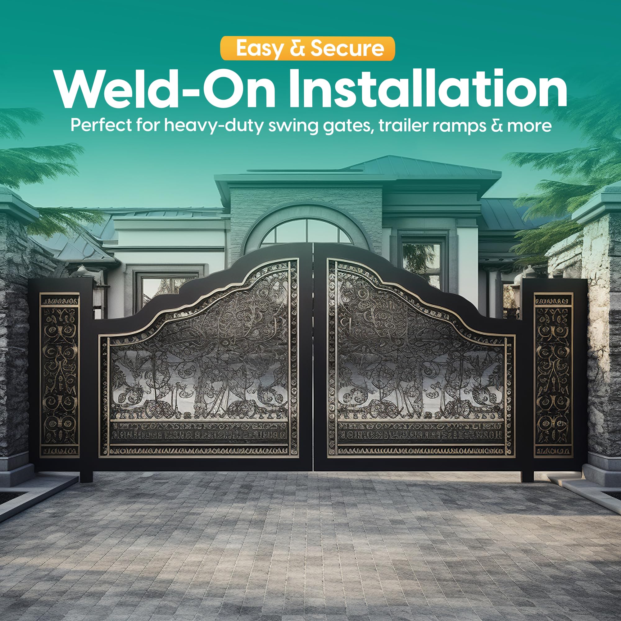 SafeFlow Essentials trailer gate hinge weld-on for secure trailer ramps and access doors.
