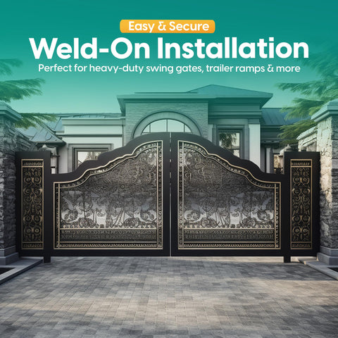 SafeFlow Essentials trailer gate hinge weld-on for secure trailer ramps and access doors.