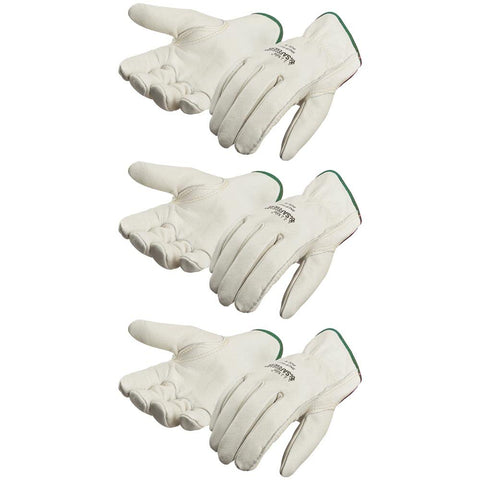 SAFEGEAR cowhide leather work gloves front view highlighting dexterity and comfort