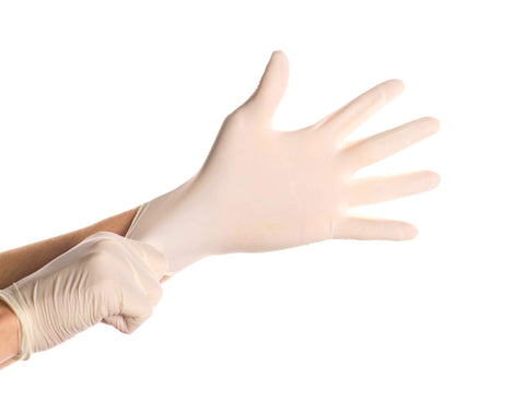Safeguard latex powder-free gloves X-Large texture close-up showing flexible grip.