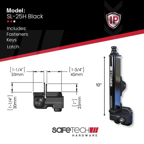 Safetech SL-25H key lockable latch provides added access control.