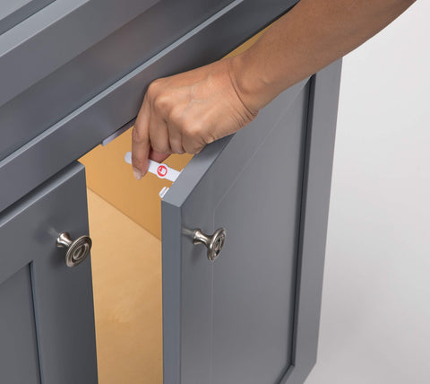 Safety 1st Adhesive Cabinet Latch unlock mode enables temporary access during meals.