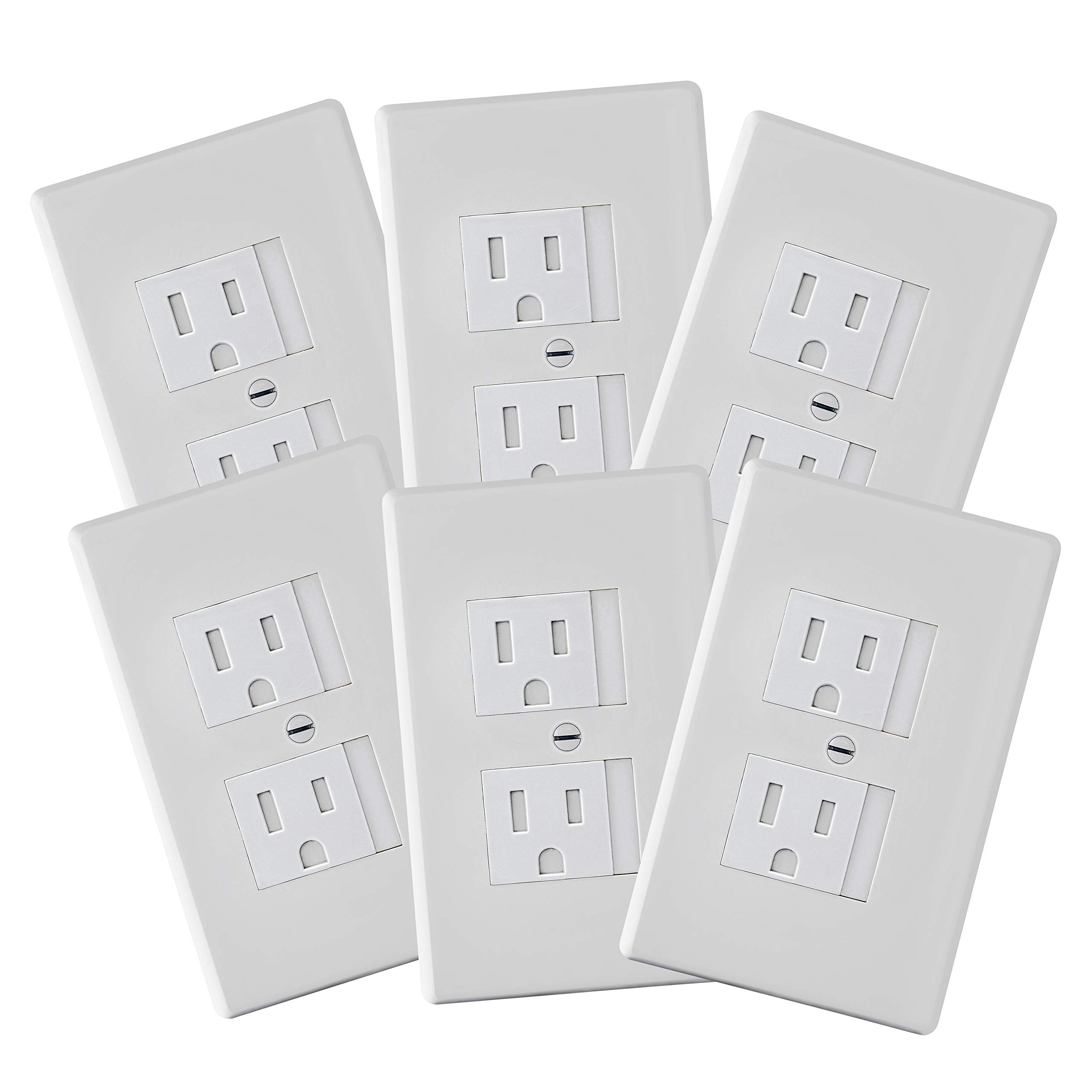 Safety Innovations self-closing outlet cover for center-screw outlets in white finish.