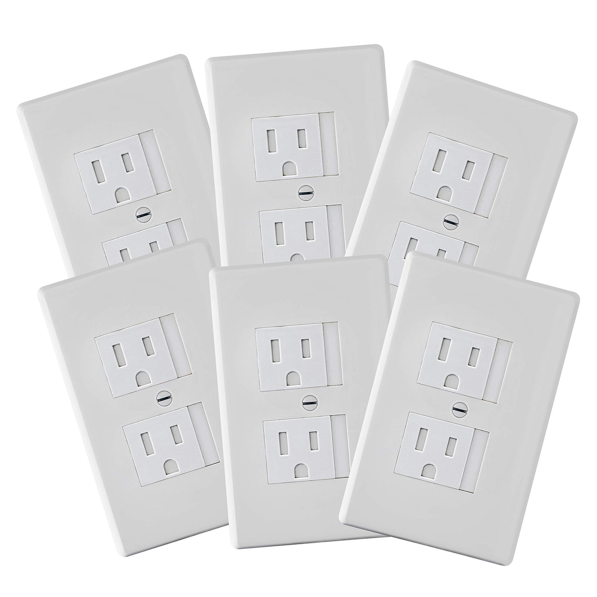 Safety Innovations self-closing outlet cover for center-screw outlets in white finish.