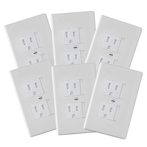 Safety Innovations self-closing outlet cover for center-screw outlets in white finish.