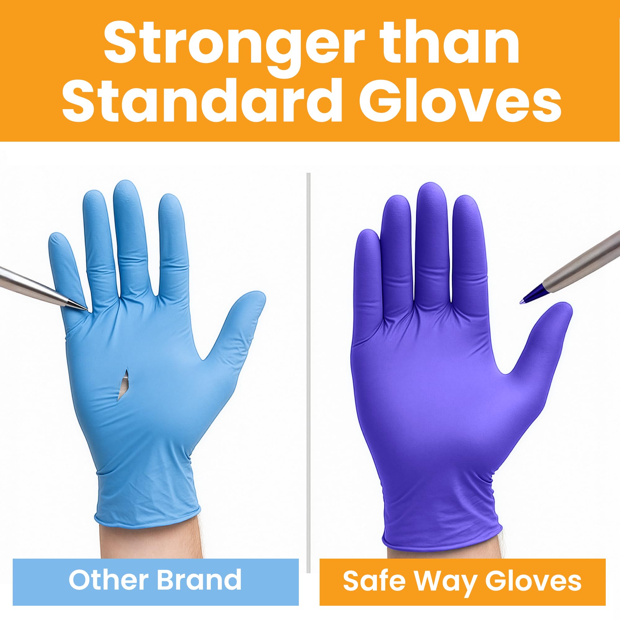 SAFEWAY ambidextrous nitrile gloves fit both hands comfortably.