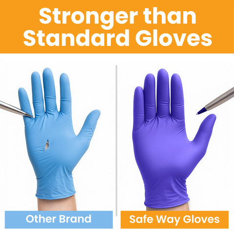 SAFEWAY ambidextrous nitrile gloves fit both hands comfortably.
