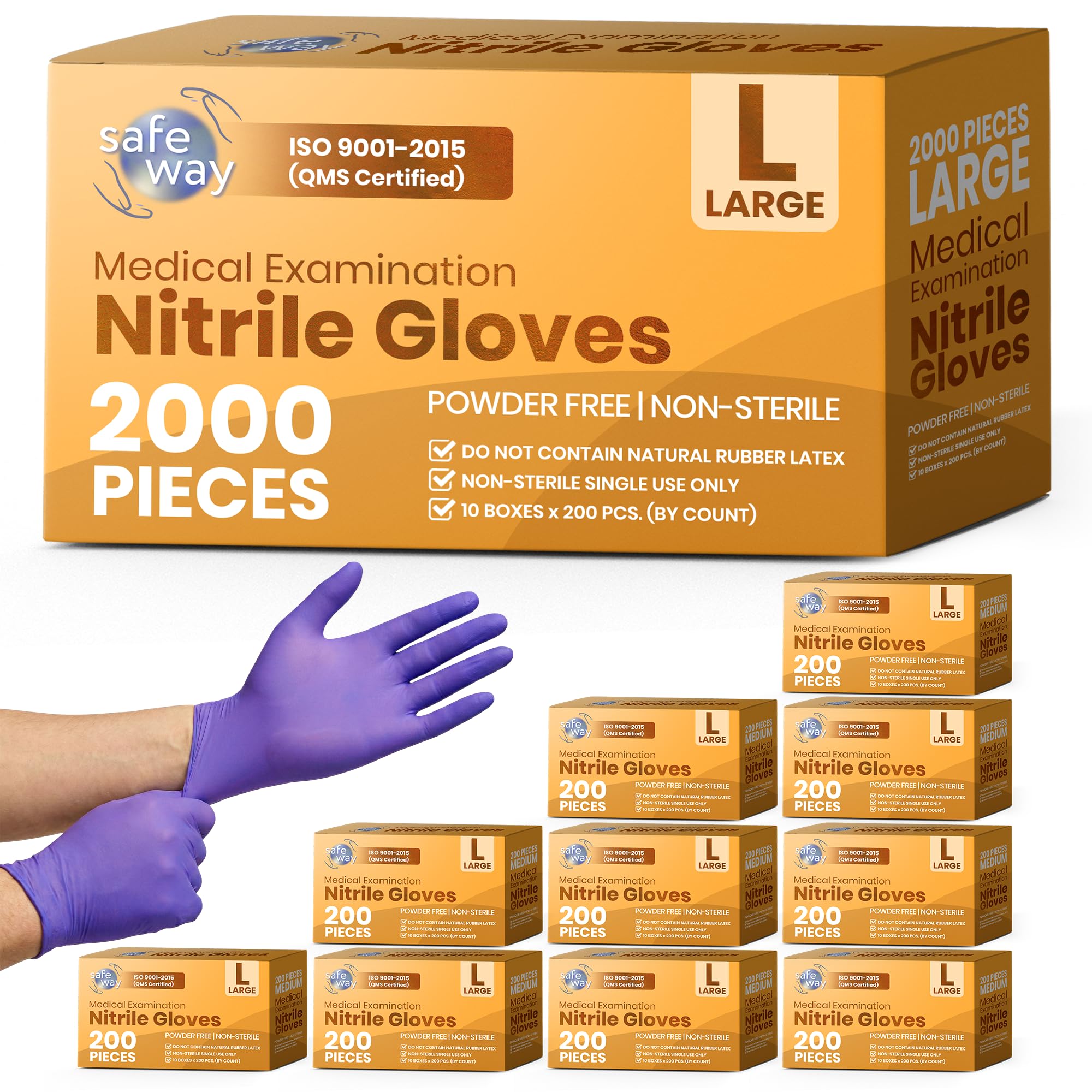 SAFEWAY nitrile gloves with textured fingertips for secure grip during tasks.