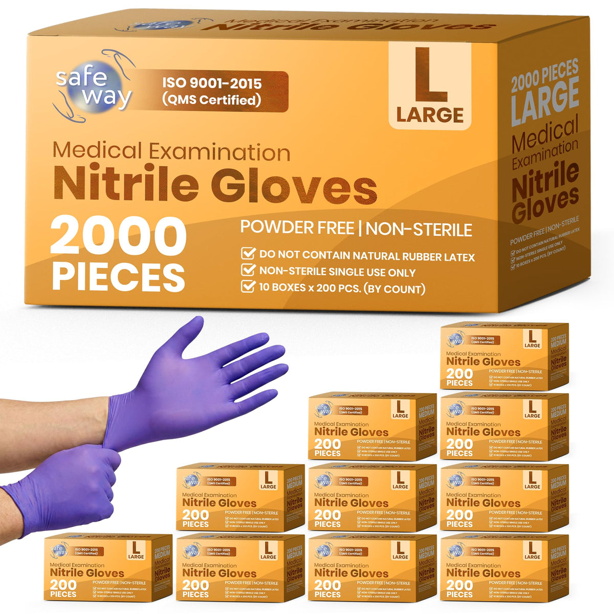 SAFEWAY nitrile gloves with textured fingertips for secure grip during tasks.