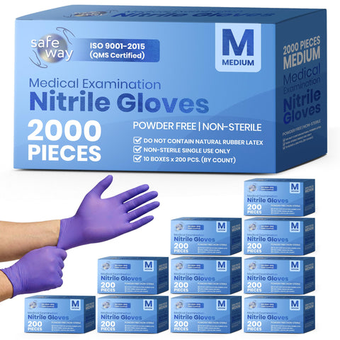 SAFEWAY nitrile gloves with textured fingertips for secure grip during medical tasks