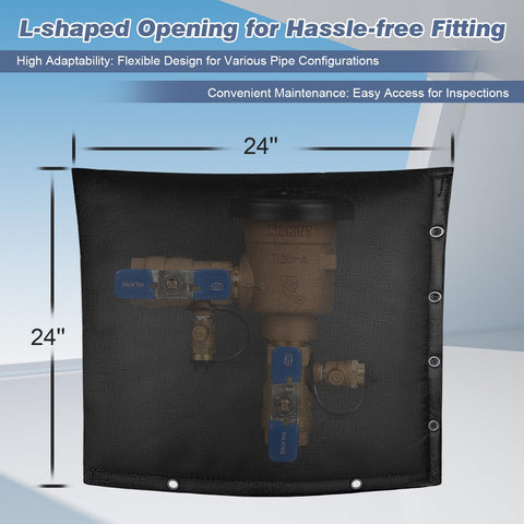 Safoner outdoor backflow cover side view illustrates rugged insulation for winter protection