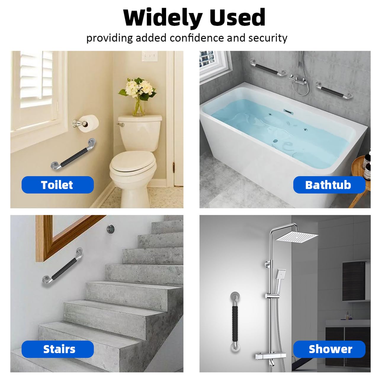 Sahans 12-inch rubber grip handrail promoting steady footing on stairs