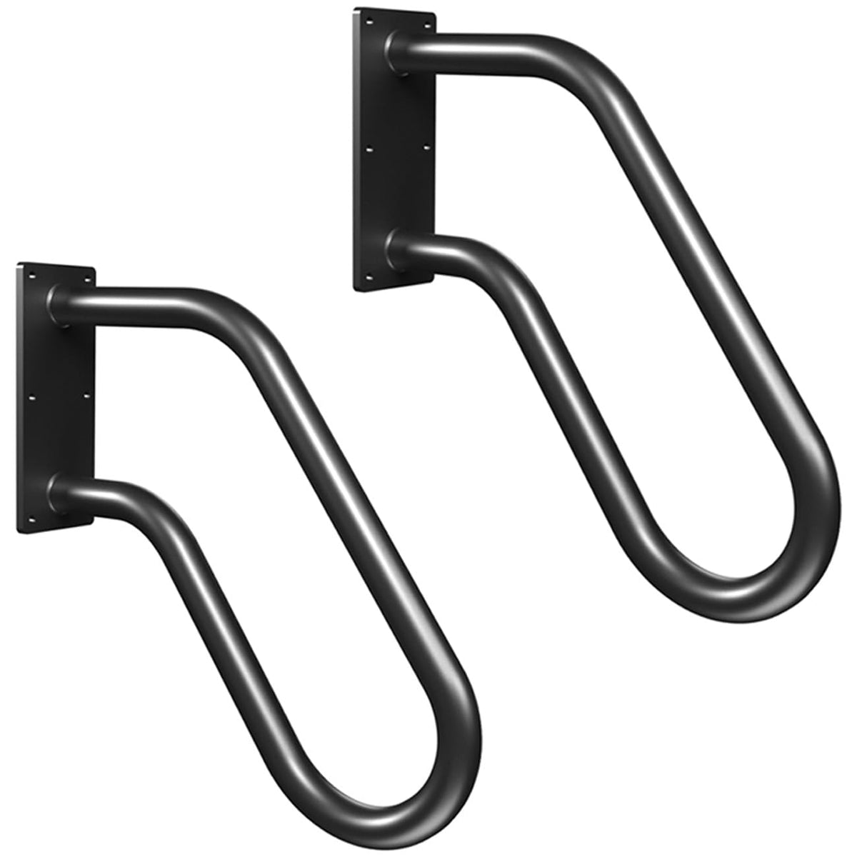 Sahans wall-mounted handrail provides sturdy stair support with a sleek black finish