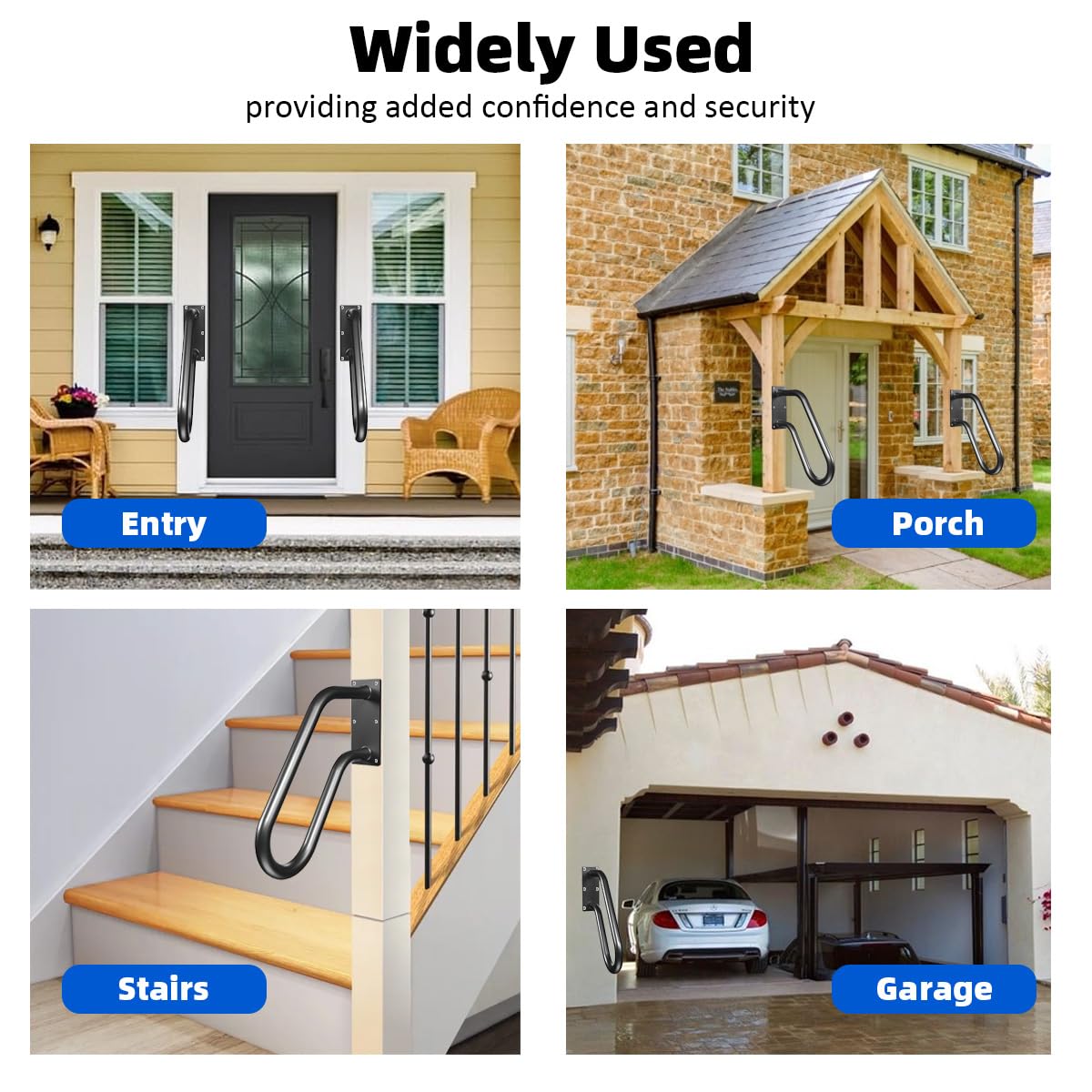 Sahans safety grab bar for entryways, indoors or outdoors, with solid grip