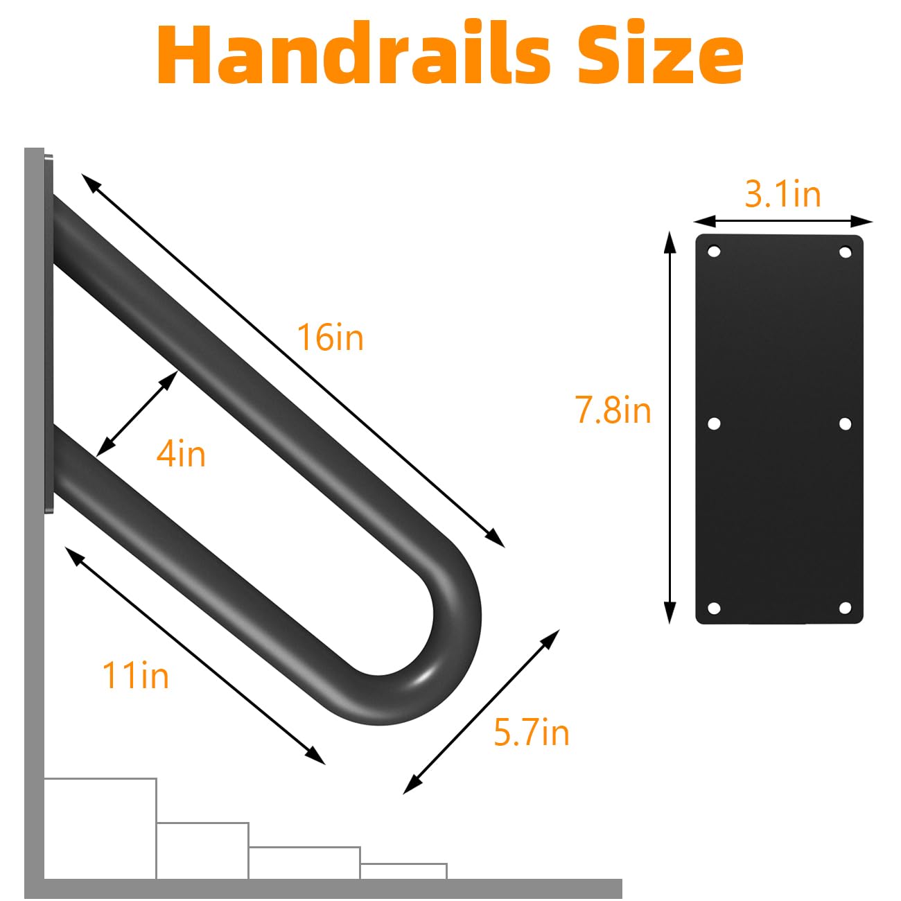 Sahans U-shape stair rail offers comfortable grip for 1-2 step stairs