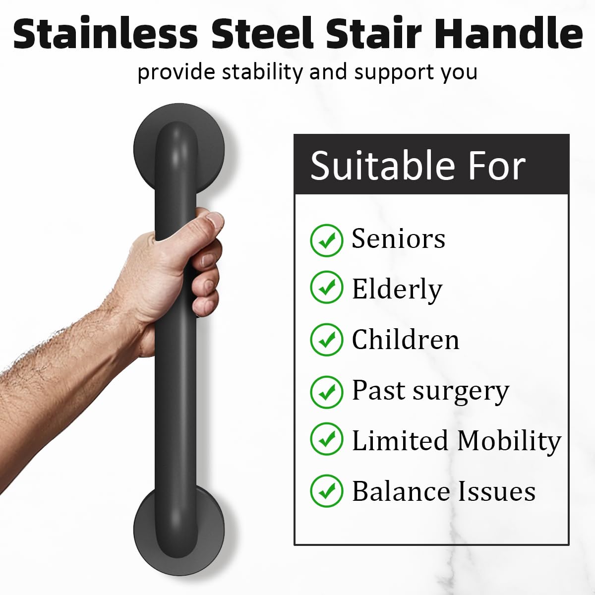 Sahans wall-mounted stair handrail provides reliable support during climbs