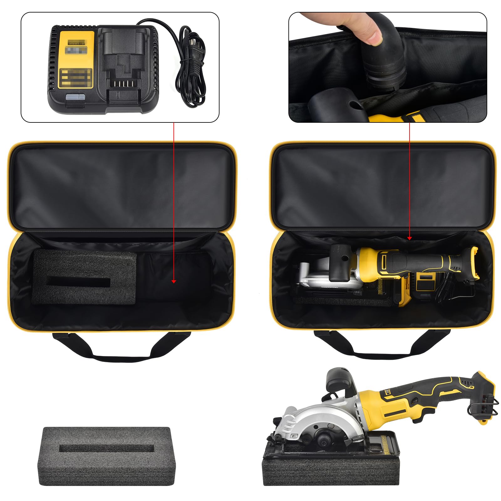 SAIKA main compartment fits 4-1/2in circular saw with accessories