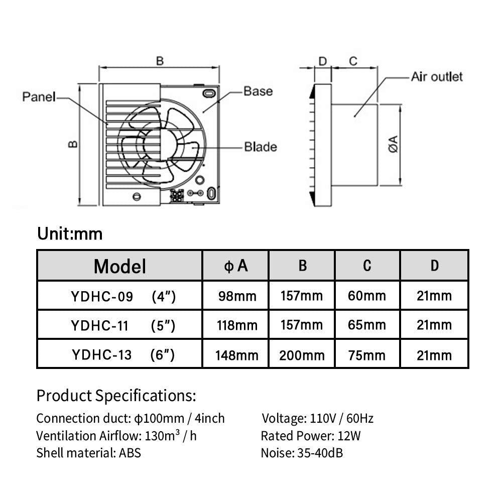 SAILFLO 4in exhaust fan with anti-backflow valve for safety and airflow control