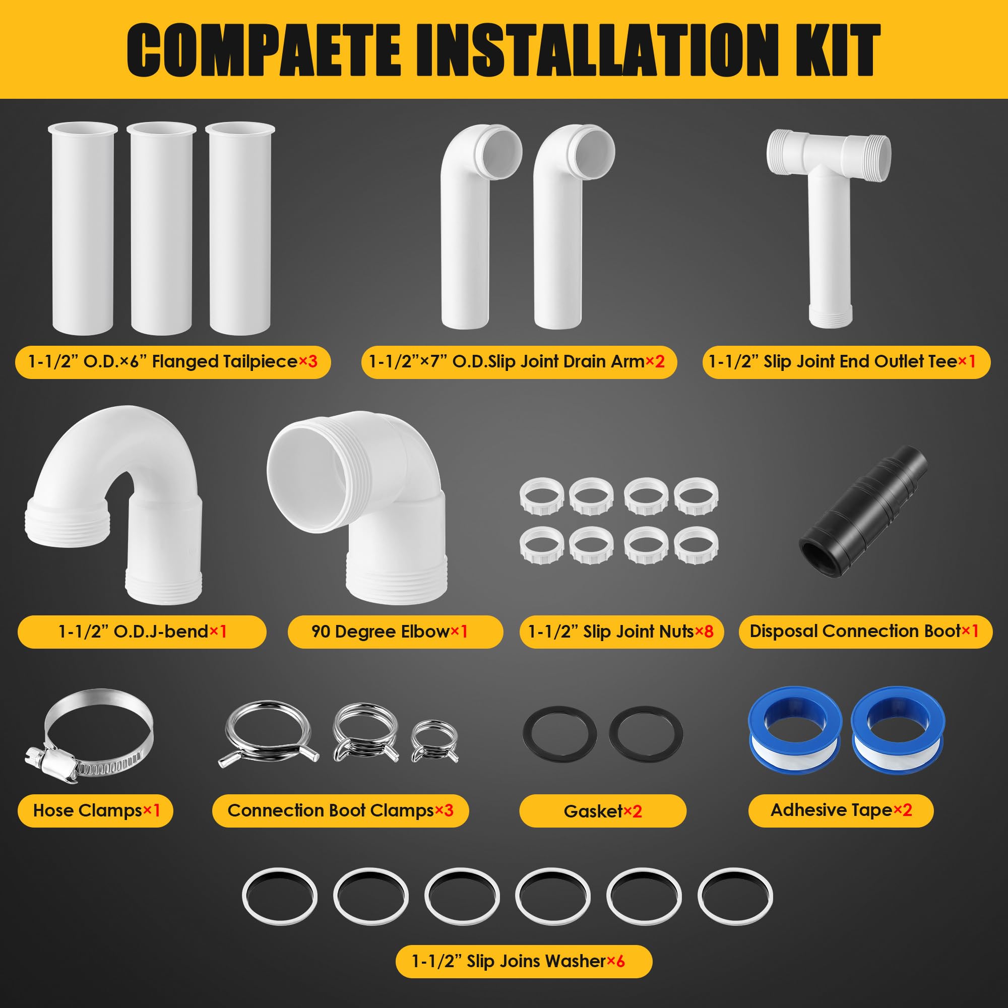 Saillong 1-1/2 inch plumbing compatibility highlighting seamless integration with existing pipes.
