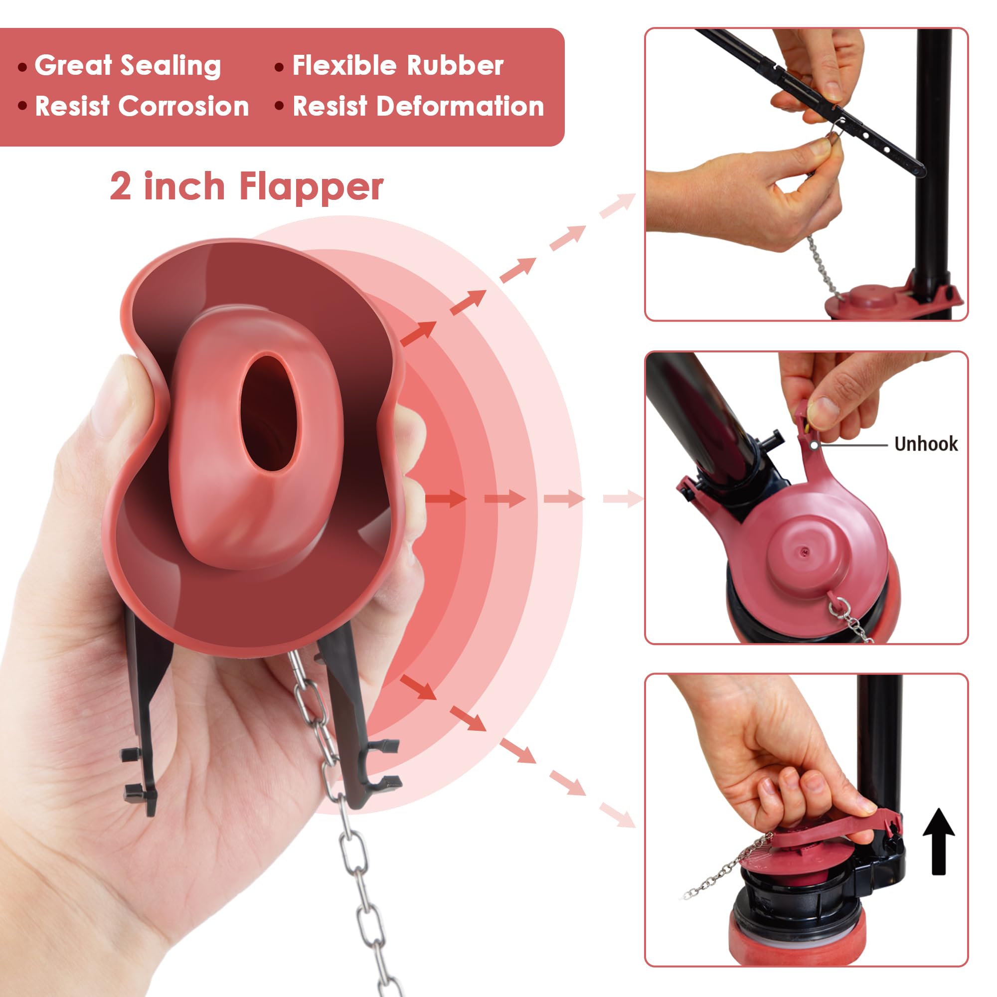 Saillong 2-inch flapper replacement closeup ensures a tight seal and fewer leaks