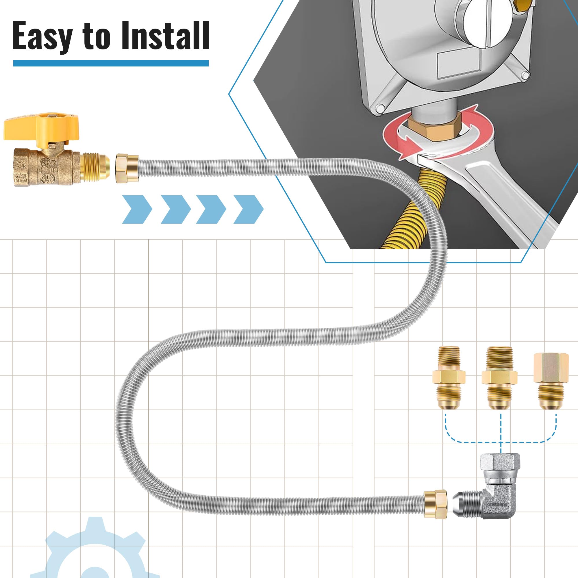 Saillong 1/2in flare to 3/8in female pipe fitting provides secure coupling.