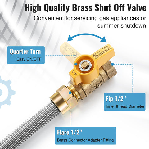 Saillong 1/2in flare to 3/8in pipe fitting offers compatibility with multiple appliances.