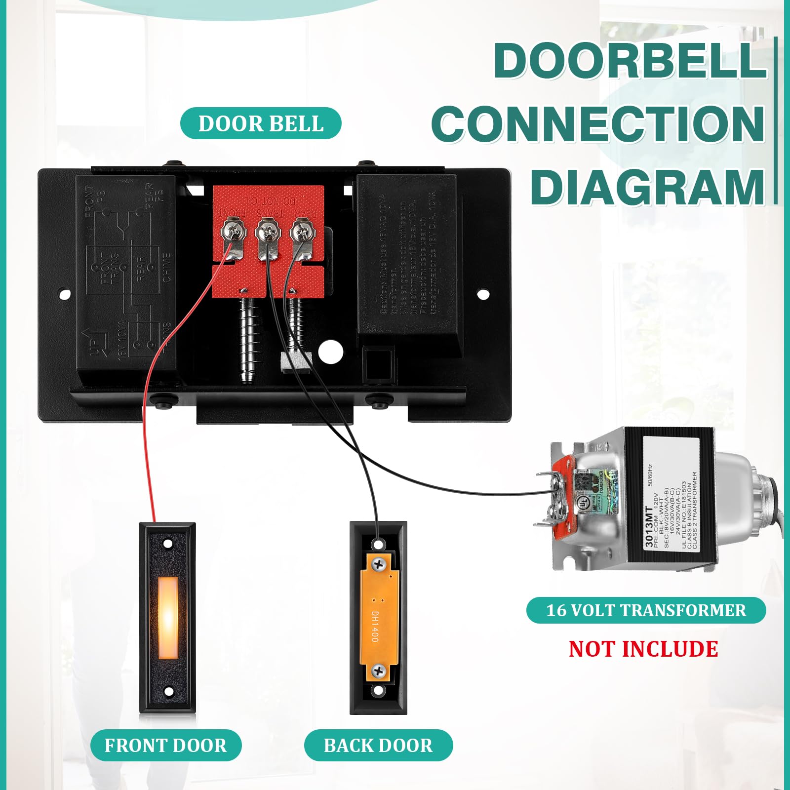 Saillong chime box with three ports for TRANS, FRONT, and REAR wiring.