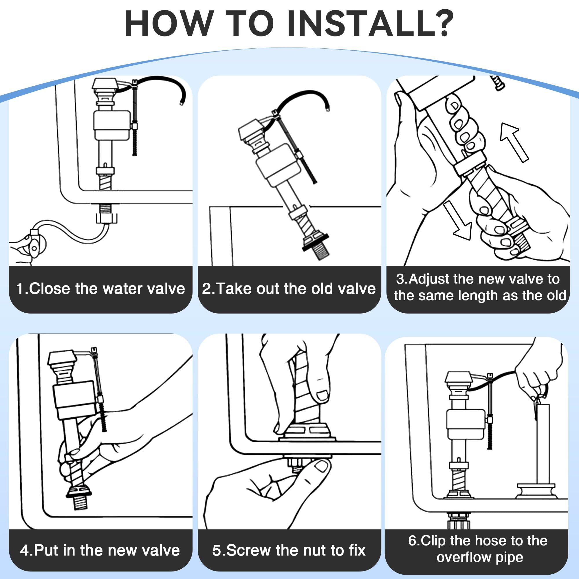 Quiet fill operation by Saillong valve reduces bathroom noise during refilling.