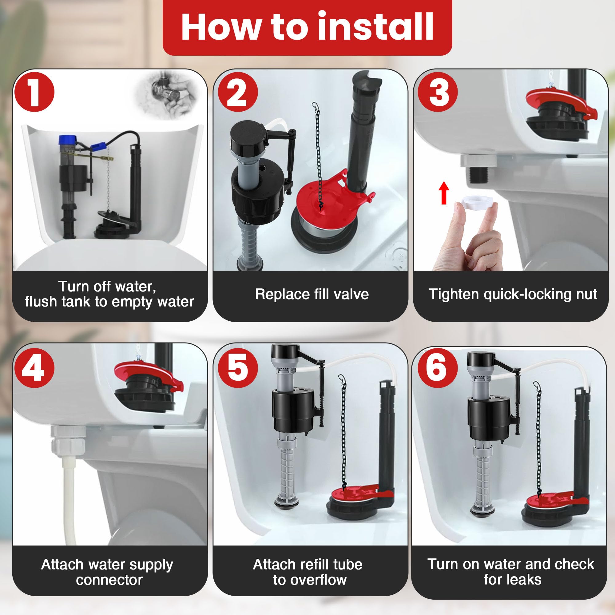 Saillong universal-fit kit fits most US toilets with 2-inch outlet.