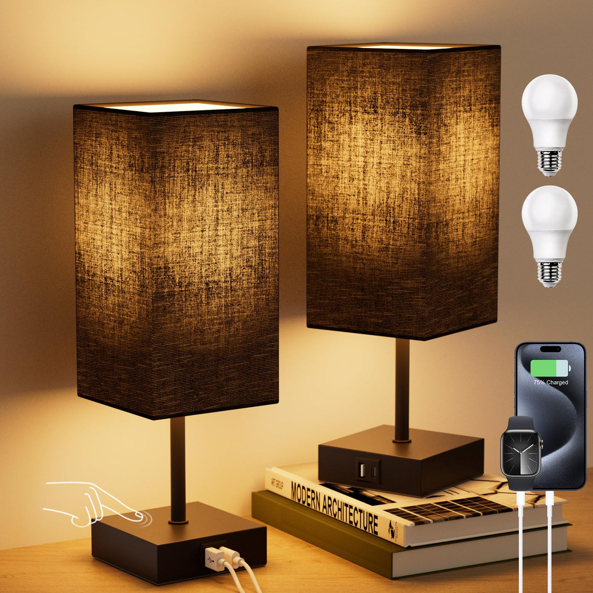 Sailstar bedside lamp pair on nightstands for balanced bedroom lighting