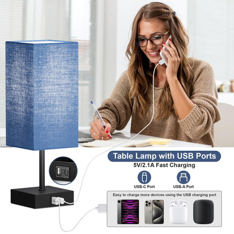 Sailstar lamp includes USB-C and USB-A ports for convenient device charging.