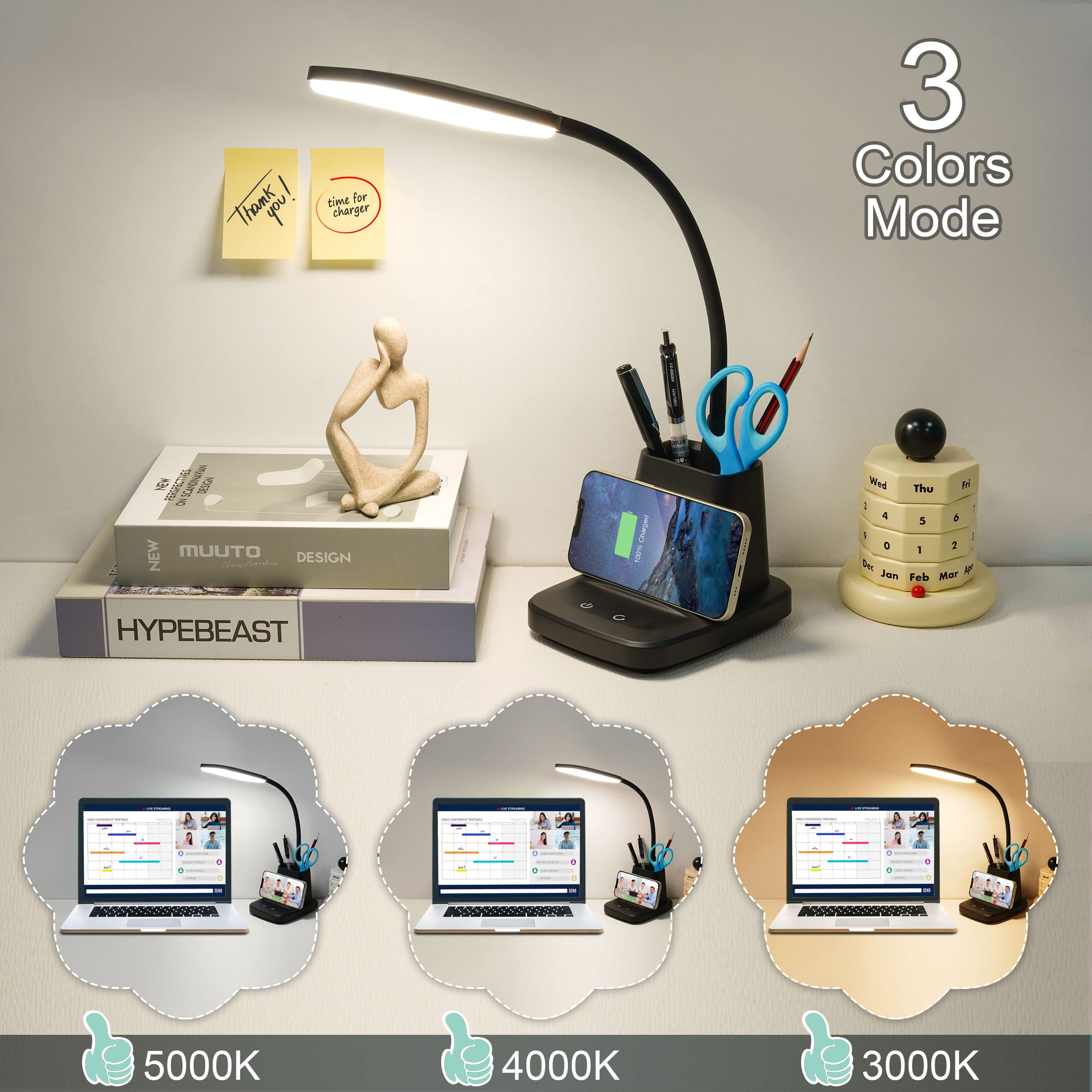 Sailstar Desk Lamp with three color modes for warm, neutral, and daylight lighting