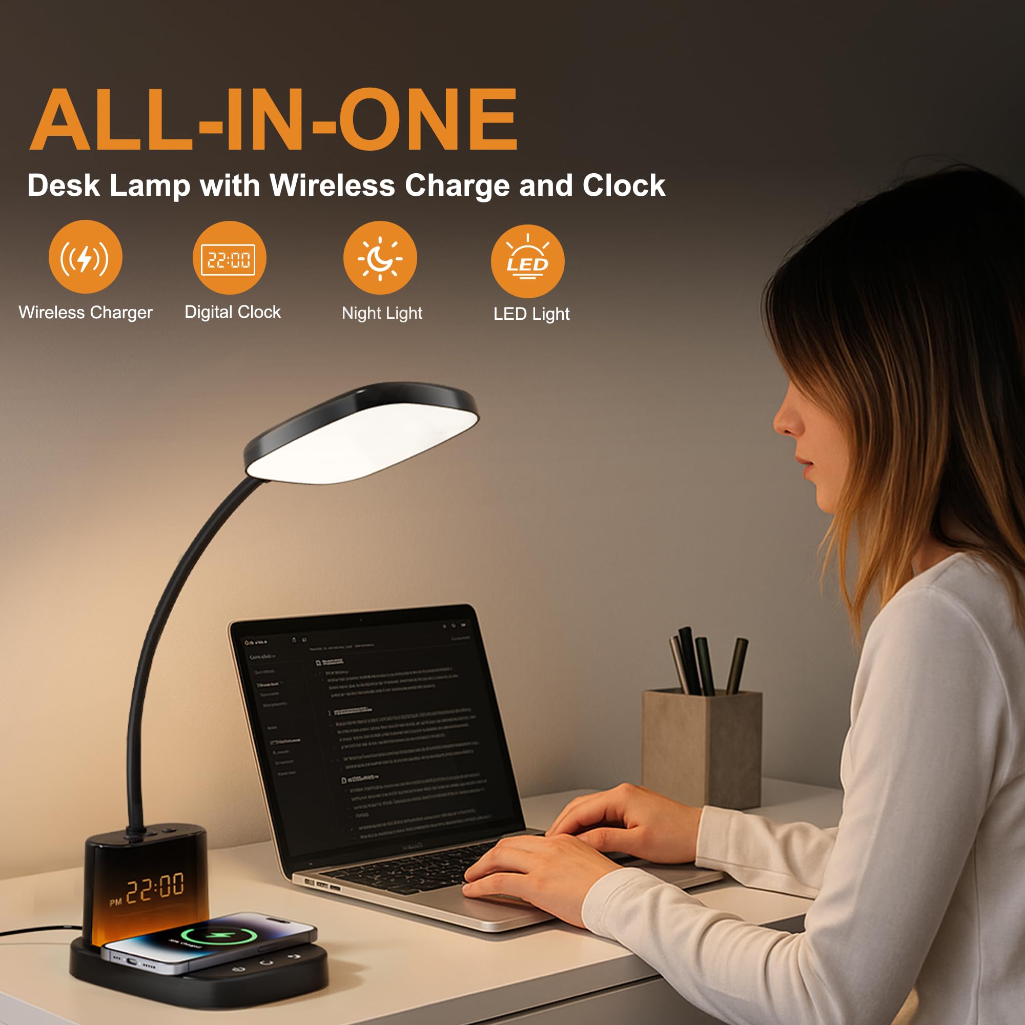 Sailstar desk lamp clock display helps you stay on schedule during study.