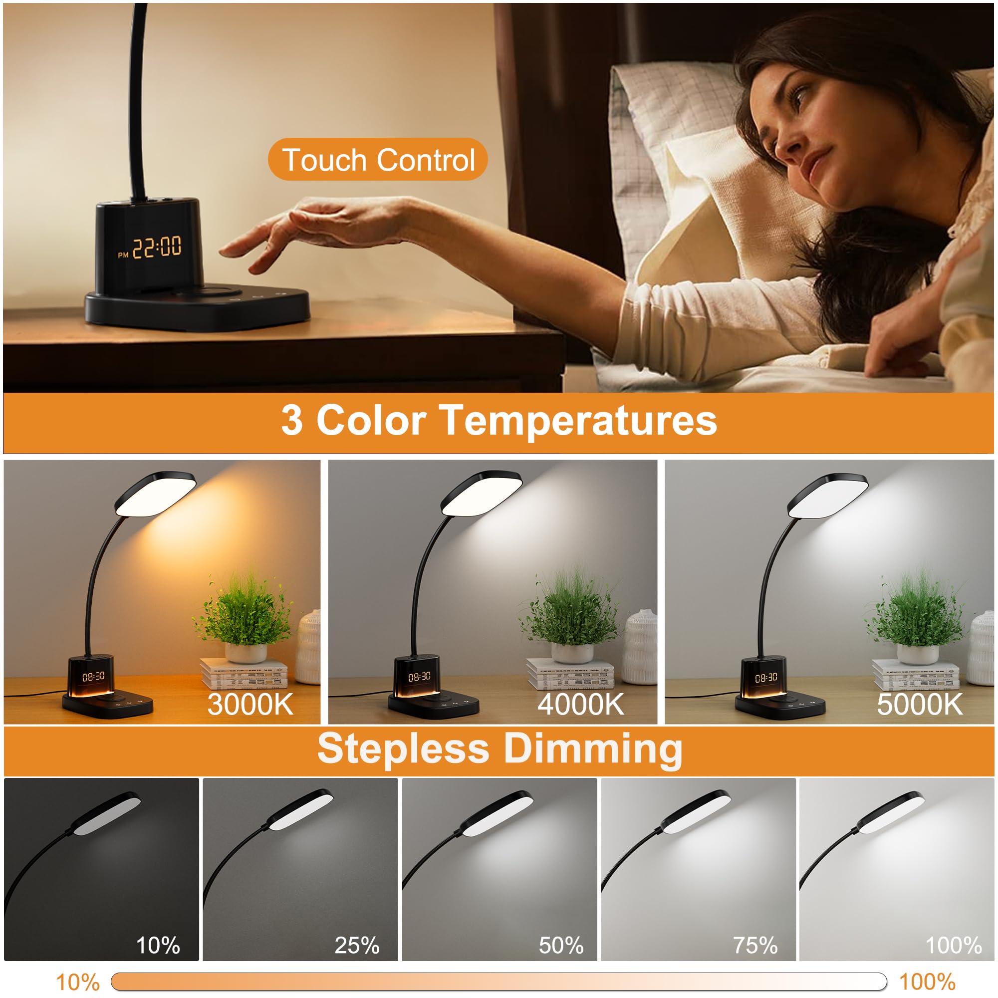 Sailstar lamp offers three color modes for versatile reading and work.